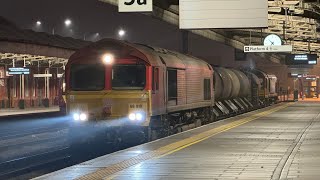 DB Cargo Class 66 GM EMD JT42 66161 66019 3J87 RHTT Railhead Treatment Train Nottingham 05112024 [upl. by Langsdon]