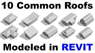 10 Common Roof Shapes Modeld in Revit Tutorial [upl. by Aneleasor849]