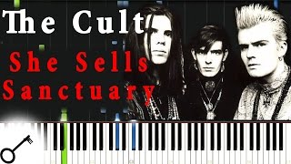 The Cult  She Sells Sanctuary Piano Tutorial Synthesia  passkeypiano [upl. by Giesecke472]