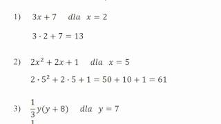 Wyrażenia algebraiczne  obliczanie wartości liczbowej wyrażenia algebraicznego [upl. by Jori599]