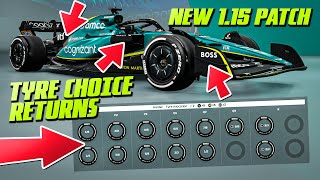 F1 22 NEW CARSLIVERIES UPDATE TYRE ALLOCATION IS BACK 115 PATCH [upl. by Leuqcar]