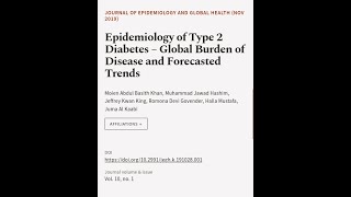 Epidemiology of Type 2 Diabetes – Global Burden of Disease and Forecasted Trends  RTCLTV [upl. by Hahcim]