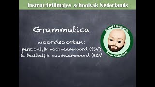 Grammatica woordsoorten  persoonlijk voornaamwoord PSV en bezittelijk voornaamwoord BZV [upl. by Wolk]