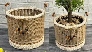 Diy Jute Plant Basket Indoor Jute Planter Jute Rope Home Decor [upl. by Nnylidnarb]