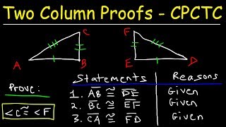 CPCTC Geometry Proofs Made Easy Triangle Congruence  SSS SAS ASA amp AAS Two Colmn Proofs [upl. by Evetta]