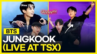 BTS Jung Kook Live at TSX Times Square KOREAN REACTION 😮😱 [upl. by Haroved]