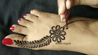 Most beautiful feet mehndi design for beginners  Easy leg mehndi design  Simple heena design [upl. by Boulanger668]