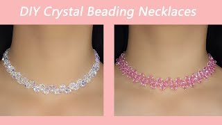 Easy Crystal Beading Necklaces Tutorial  How to Make Elegant Crystal Beading Necklaces [upl. by Kelley126]