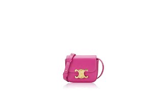 Celine Shiny Calfskin Triomphe Claude Mini Shoulder Bag Pink [upl. by Auqinihs]