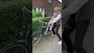 Worstelen met een normale fiets naar bakfiets mama [upl. by Nissy306]