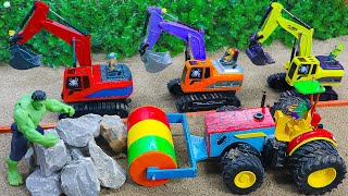 Diy tractor mini Bulldozer to making concrete road  Construction Vehicles Road Roller 118 [upl. by Eugirne]