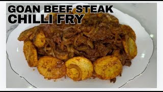 Goan Beef Steak Chilly Fry Recipe  Beef Chilly Fry  With English Subtitles [upl. by Jackelyn452]