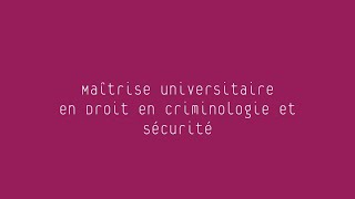 Master en Droit en criminologie et sécurité [upl. by Beth]