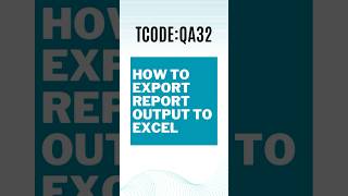 How to ExportCopy your SAP QM Report Output to Excel Sheet  QA32 shorts sapqm youtubeshorts [upl. by Ttekcirc541]