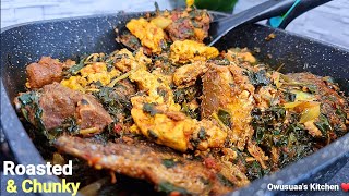 Lets make my ROASTED chunky egusi spinach Stew The best ghanaian palava sauce recipe [upl. by Lucrece]