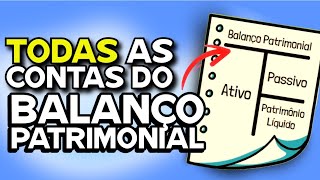 TODAS AS CONTAS BALANÇO PATRIMONIAL  ATIVO PASSIVO CIRCULANTE NÃO CIRCULANTE PATRIMÔNIO LÍQUIDO [upl. by Bocock765]