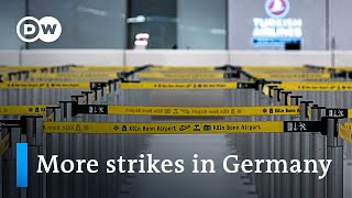 Grounded flights all over Germany due to security staff on strike  DW News [upl. by Eninaj863]