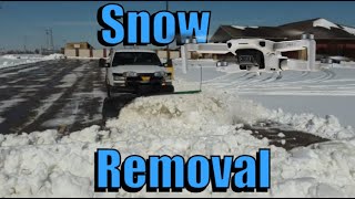 Plowing Snow in Parking Lot with Chevy Silverado and SnowEx Plow LBZ DURAMAX [upl. by Yhtomiht889]