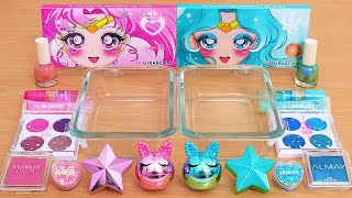 Pink vs Teal  Mixing Makeup Eyeshadow Into Slime ASMR [upl. by Elfstan]