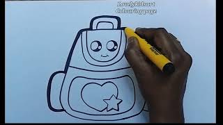 how to draw School Bag for kids and toodlers videoforkidssimpledrawingeasydrawingdrawingforkids [upl. by Assenay]