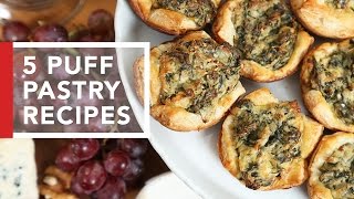 5 Puff Pastry Recipes  Quick amp Easy Appetizers [upl. by Sancho714]