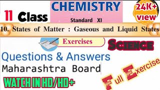 States of Matter 11 Class 10Chapter Chemistry Exercise Science Questions Answer Maharashtra Board [upl. by Aerdna949]