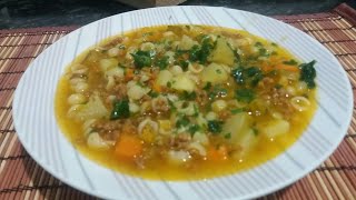 SOPA COM CARNE MOÍDA LEGUMES E MACARRÃO DELICIOSA  RECEITINHAS COM AMOR [upl. by Pownall]