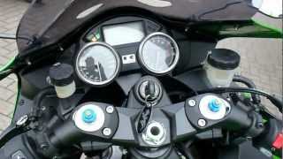 Kawasaki ZZR 1400 Display  Engine Sound 2012 [upl. by Goldia]