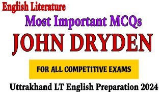 John Dryden MCQs  john dryden mcq  mcq on john dryden [upl. by Scriven]