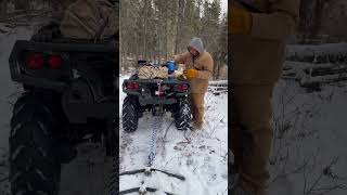 Getting trapline trails ready albertacanada winter alberta trapline atv plowing snowplowing [upl. by Ahseyt]