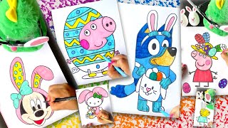 🔴 YULI 👧🏽🦖 AND DANNY LIVE 🖍️ Lets Color Bluey George Hello Kitty Minnie Peppa amp Rebecca Rabbit [upl. by Obbard4]