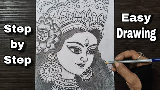 Happy Navratri  How to draw durga maa  Navratri drawing  Maa durga drawing  pencil drawing [upl. by Dierolf763]