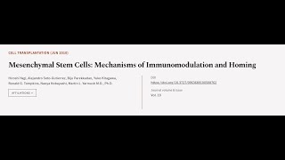 Mesenchymal Stem Cells Mechanisms of Immunomodulation and Homing  RTCLTV [upl. by Eirene]