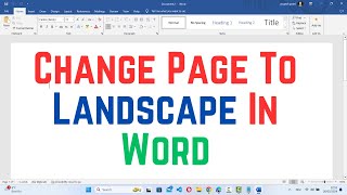 How To Change Page To Landscape In Word [upl. by Rebeca]