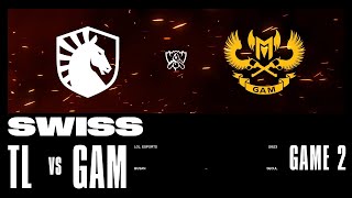 TL vs GAM  Game 2  Swiss Stage  2023 Worlds  Team Liquid Honda vs GAM Esports 2023 [upl. by Nilyac]