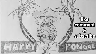 Pongal drawing  pongal drawing easy  pongal festival drawing [upl. by Shep]