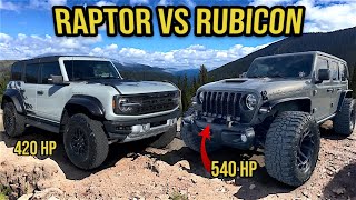 New Bronco Raptor vs Jeep Rubicon 392 OffRoad Head to Head [upl. by Dlarej]