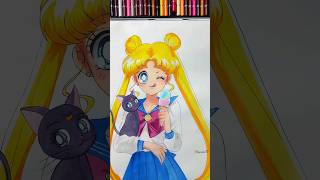 I tried to draw Sailor Moon with watercolours  Can you please rate it 1100 🙏🏻 sailormoon anime [upl. by Melquist]