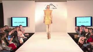 Model in platform boots FALLS during WA LUXURY SpringSummer 2016 Fashion Show House of Ikons LFW [upl. by Ylehsa]