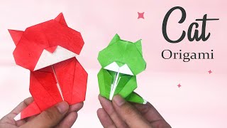 Origami Cat Tutorial  How to make Paper Cat [upl. by Nnaael798]