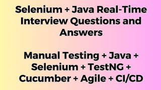 SDET Real Time Interview Questions and Answers  Java  Selenium  TestNG  Cucumber  Agile [upl. by Donahue]