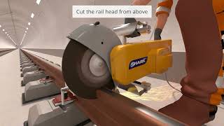 New Geismar SHARK rail saw cutting into expanded tracks [upl. by Sudoeht7]