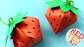 Strawberry Gift Box DIY  No Glue Paper Gift Box  easy paper box shaped strawberries [upl. by Fidelity875]