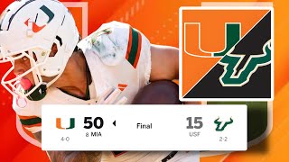 Miami Hurricanes vs USF BULLS Highlights amp Reaction [upl. by Haleehs]