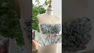 Making a corset floral print chiffon midi dress dress creative fashion wedding [upl. by Airitac]