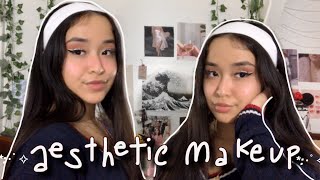 how to look cute  ft my everyday aesthetic makeup routine  adelala [upl. by Maroj268]