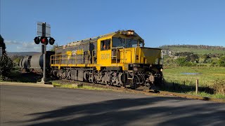 TasRail 2001 55 train crossing Glenwood Road [upl. by Anelis]