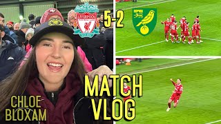 LFC FANS HAIL KLOPP AS THE REDS CRUISE TO VICTORY  Liverpool 52 Norwich  Matchday Vlog [upl. by Fenelia209]