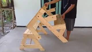 Innovative Foldable Wooden Table Chair [upl. by Noy49]