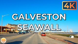 The Galveston Island Seawall in Galveston Texas USA an UltraHD 4K Real Time Driving Tour [upl. by Shirl]